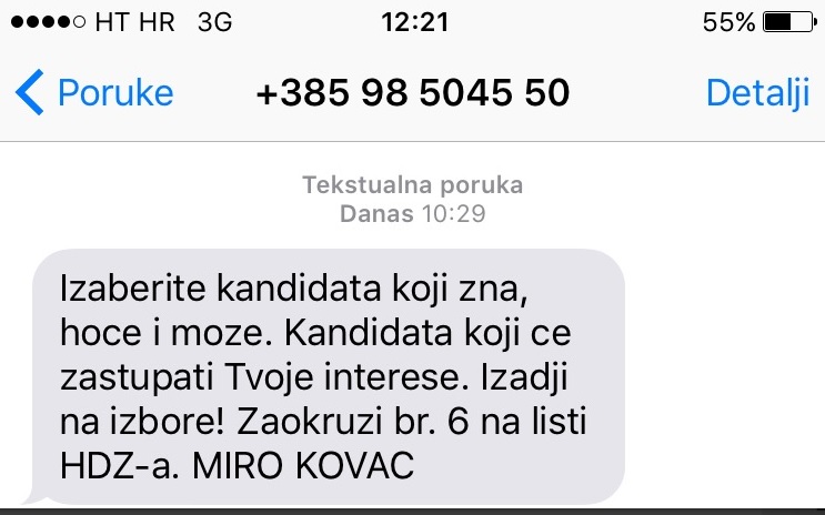 Kršenje izborne šutnje, SMS-ovi podrške jednom kandidatu: To nam podmeću, nismo mi!