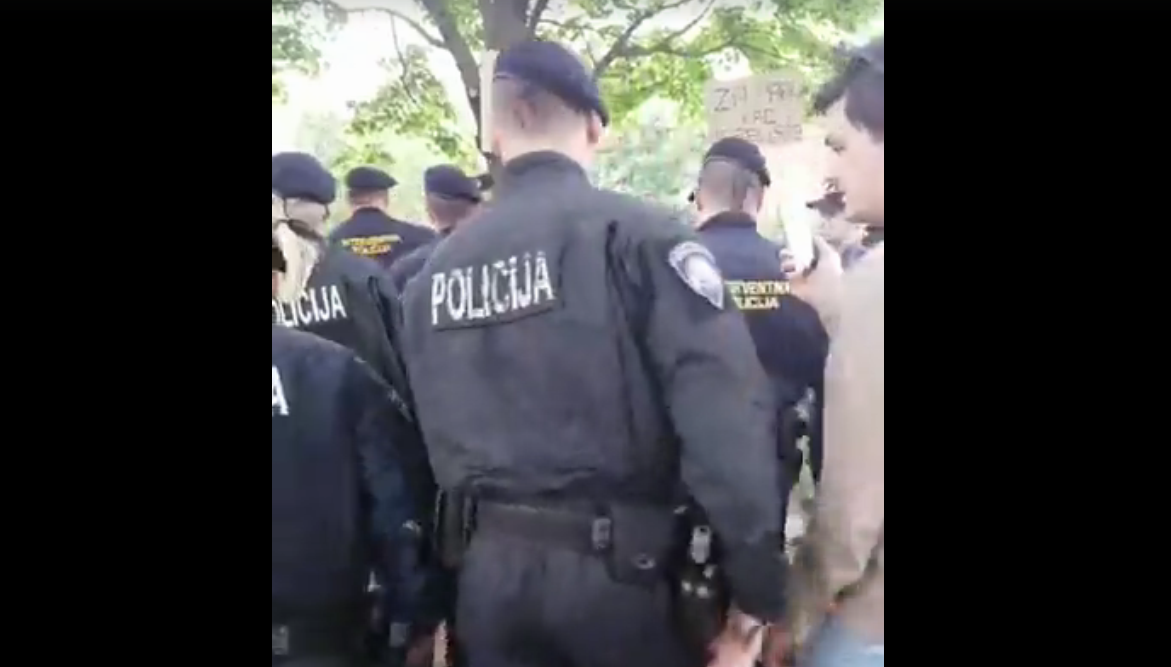 VIDEO Fizički sukob dviju skupina prosvjednika na Savici, došla i interventna policija