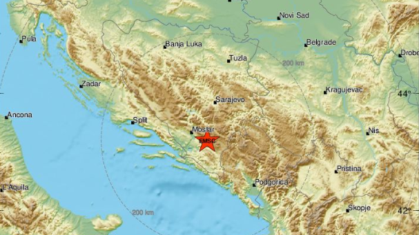 Potres magnitude 3,8 po Richteru zatresao je Bosnu i Hercegovinu