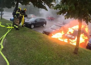 Zagreb: Dok je bio na sprovodu ispred Krematorija mu izgorio Renault. Vatra se proširila na još dva BMW-a