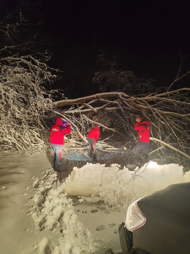 FOTO Drama u snijegu i jakom nevremenu koje je rušilo stabla: HGSS spasio obitelj s četvero djece kod Plaškog
