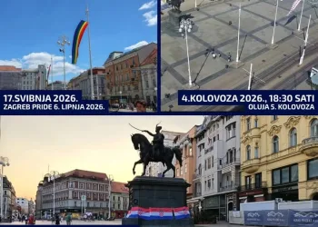 FOTO HDZ-ova neuspjela akcija protiv Možemo. Ipak je jedna hrvatska zastava na Trgu bana Jelačića…